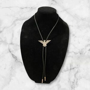 Silver Tone Thunderbird Eagle Bolo Tie Western Necklace